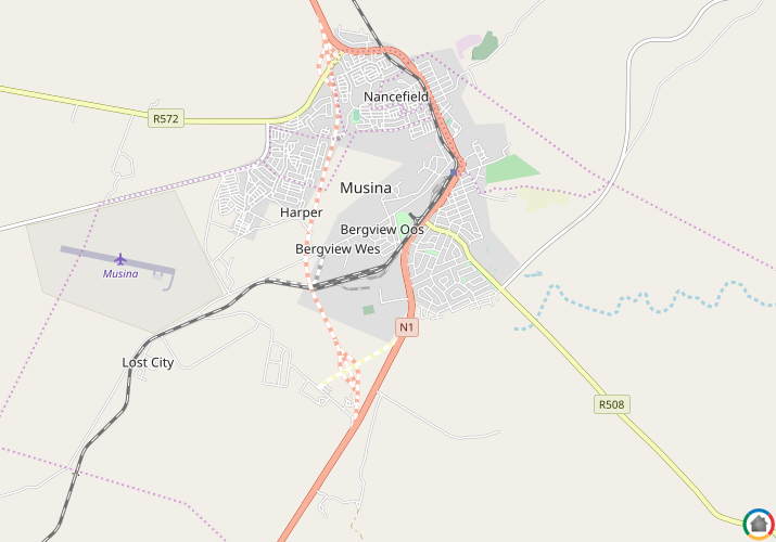 Map location of Musina